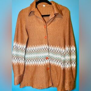 Vintage Women’s Fall Autumn Bohemian Pattern Unique Retro Light Shirt Jacket, 16